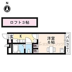 阪急京都本線 長岡天神駅 徒歩35分の賃貸アパート 2階1Kの間取り