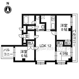 リバーヒルズ 2階3LDKの間取り