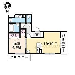 カメリア 2階1LDKの間取り
