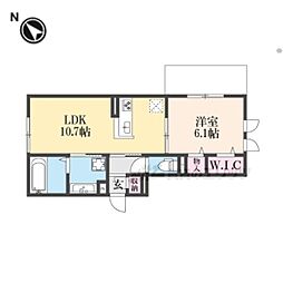 ＧＲＡＭＭ六地蔵Ａ棟 1階1LDKの間取り