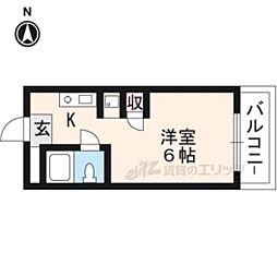 天神朝陽マンション 4階1Kの間取り