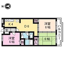 グリーンサム壱番館 5階3LDKの間取り
