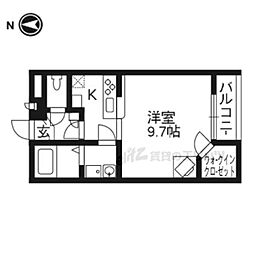 レオパレスあきつ 1階1Kの間取り