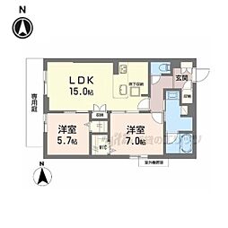 シャーメゾン光悠新町 1階2LDKの間取り