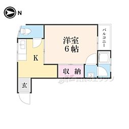 近鉄京都線 久津川駅 徒歩5分の賃貸アパート 1階1Kの間取り