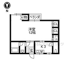 阪急京都本線 長岡天神駅 徒歩8分の賃貸アパート 2階1Kの間取り