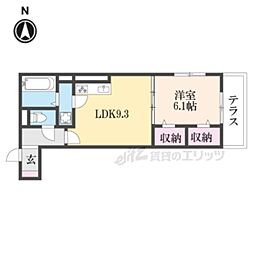 ロワジール 1階1LDKの間取り