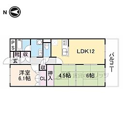 JR奈良線 宇治駅 徒歩16分の賃貸マンション 5階3LDKの間取り