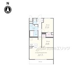 JR奈良線 城陽駅 徒歩4分の賃貸マンション 3階2LDKの間取り