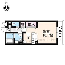 セジュール城南 2階ワンルームの間取り