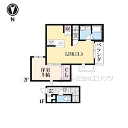 MATSUI UJI 62 2階1LDKの間取り
