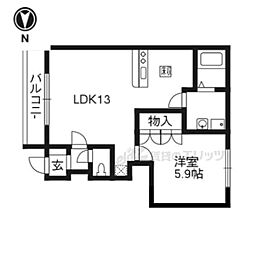 グリーンヒルII 1階1LDKの間取り