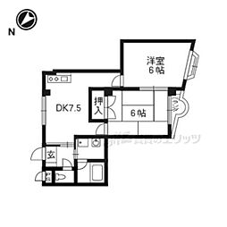 パレ中久世II 4階2DKの間取り