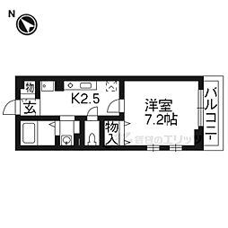 フレッシュリーII 1階1Kの間取り