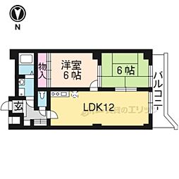 京阪宇治線 観月橋駅 徒歩8分の賃貸マンション 2階2LDKの間取り