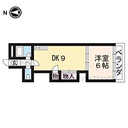 シャルレ1番館 2階1LDKの間取り