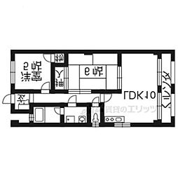 安井マンション 1階2LDKの間取り