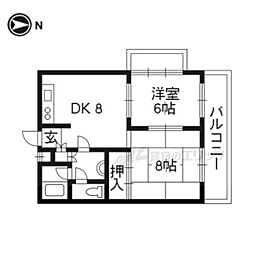 カーサ・ナダ 3階2LDKの間取り