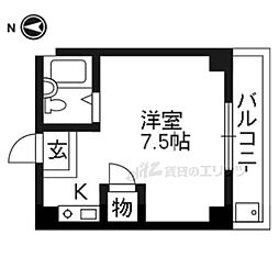 プレステージファースト 1階ワンルームの間取り
