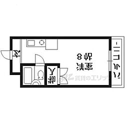 近鉄京都線 小倉駅 徒歩2分の賃貸マンション 2階1Kの間取り