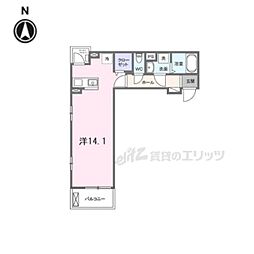 ガーデン・アイリス 2階1Kの間取り