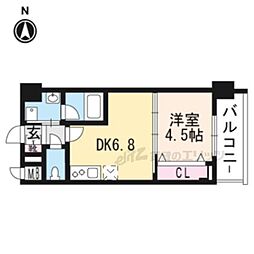 べラジオ京都烏丸十条II 3階1DKの間取り
