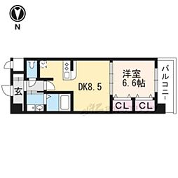 京阪本線 中書島駅 徒歩4分の賃貸マンション 3階1DKの間取り