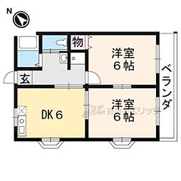 ボーマノワ 1階2DKの間取り