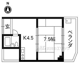 モーニングハイツ 3階1Kの間取り