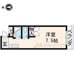 ヴィランセンワ城南 2階ワンルームの間取り