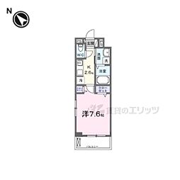 ヒカルサ京田辺大住 1Kの間取図画像
