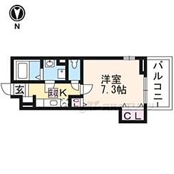 ハルフクイ観月 1Kの間取図画像