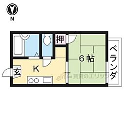 フレグランス桃山 1DKの間取図画像