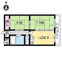 ペアシティ京都 2LDKの間取図画像