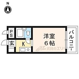 フロイデ東向日 ワンルームの間取図画像