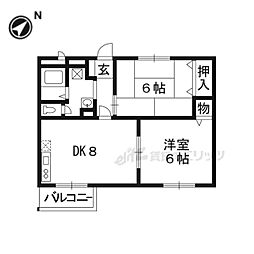リバティ・フジムラ 2DKの間取図画像