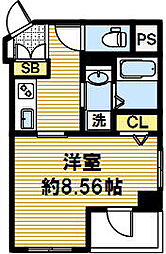 メゾンボヌール 1Kの間取図画像