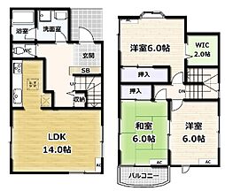 開町貸家 1階3LDKの間取り