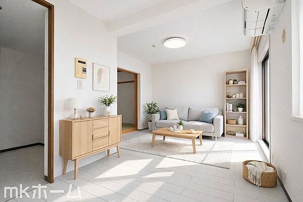 ※家具はCGイメージ画像です。白を基調とした爽やかなリビング空間が日々の生活を優しく彩ります！