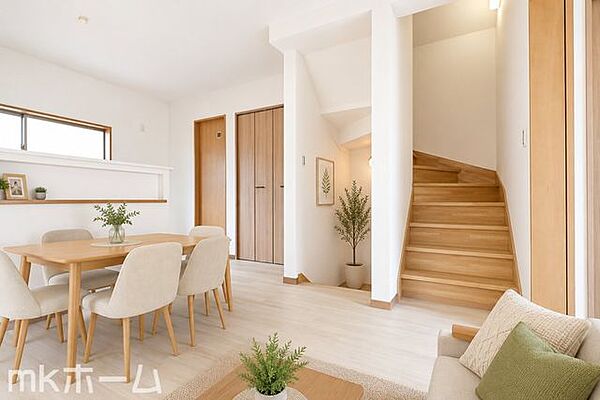 ※家具はCGイメージ画像です。リビングイン階段を採用しているためご家族のコミュニケーションがとりやすいです！