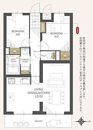 ライオンズマンション千葉山王第2 2LDKの間取図画像
