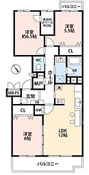 第二検見川ハウス5号棟 3SLDKの間取図画像