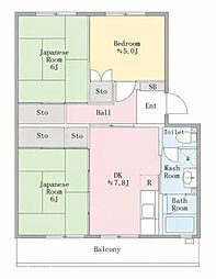 トーア第2浦安マンション 3DKの間取図画像