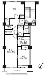 松戸ハイム 2LDKの間取図画像