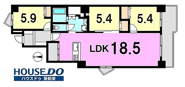 矢田川パークハウスD棟(3LDK) 8階の間取り
