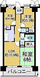 ベルパーク住道B棟 3LDKの間取図画像