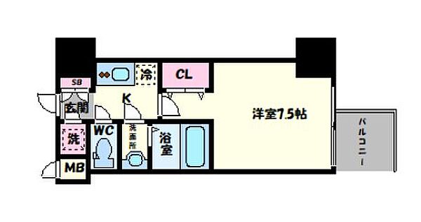 プレミアムコート谷町4丁目 ｜大阪府大阪市中央区農人橋2丁目(賃貸マンション1K・6階・23.10㎡)の写真 その2