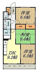 プライムアーバン武蔵小金井 2階3DKの間取り