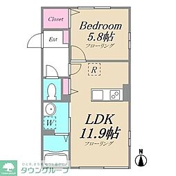 ハイブリッドメゾン 1階1LDKの間取り