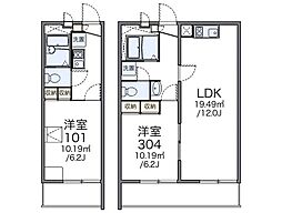 レオパレス下連雀 3階1LDKの間取り